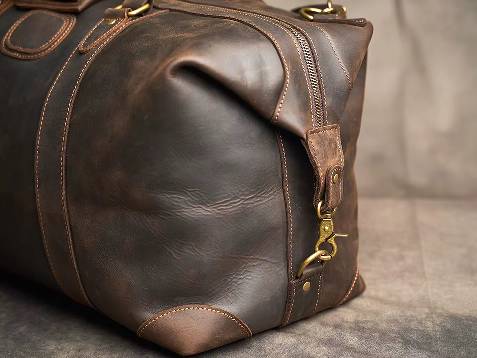 Vintage Crazy Horse Leather Duffel Bag
