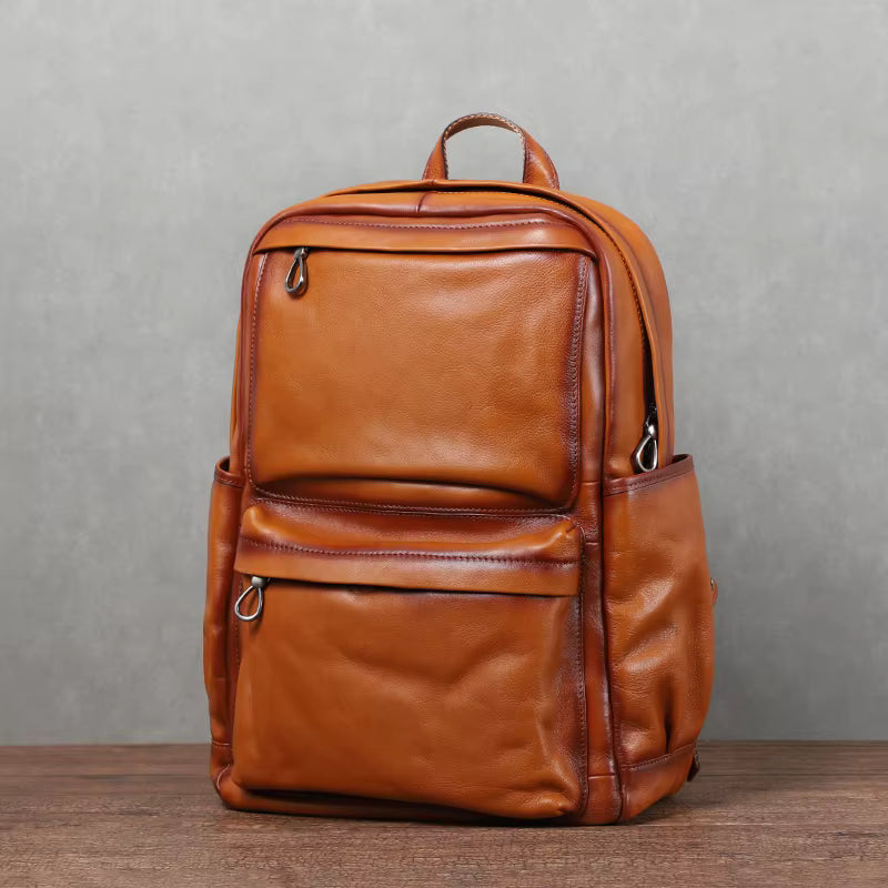 Vintage Full-Grain Leather Travel Backpack