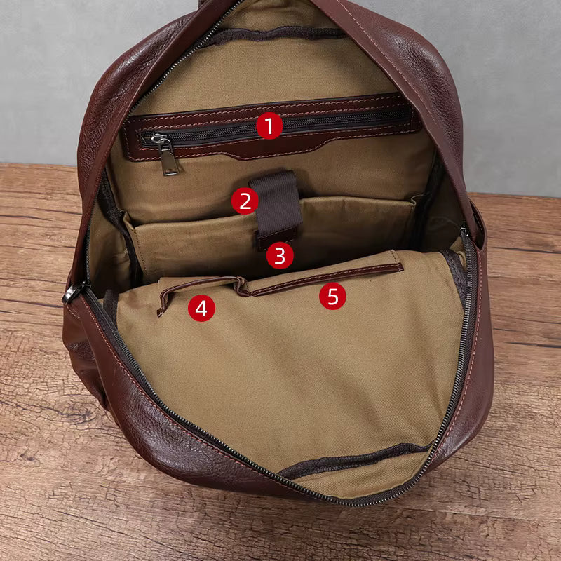 Vintage Full-Grain Leather Travel Backpack