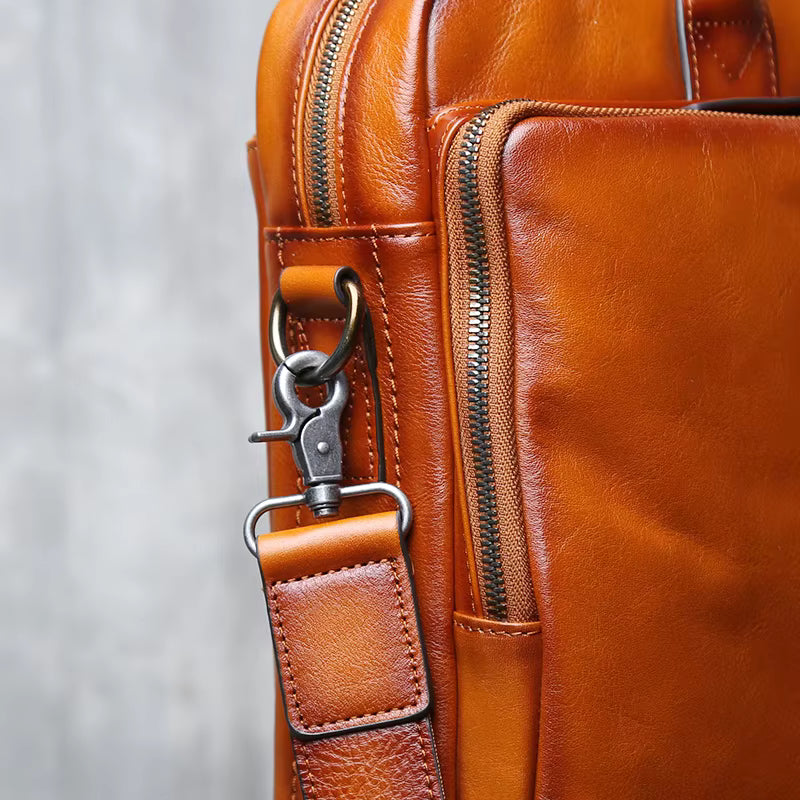 Executive Classic Cowhide Leather Laptop Briefcase
