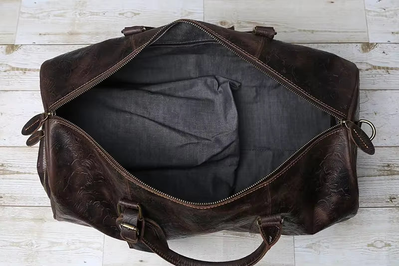 The Marlowe Embossed Leather Duffel Bag