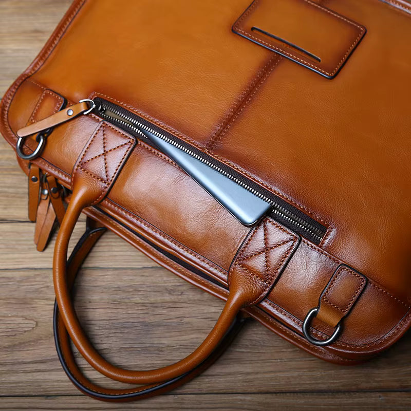Top Layer Cowhide Leather Briefcase
