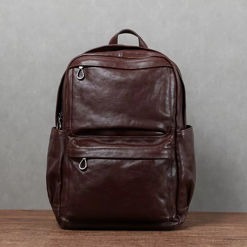 Vintage Full-Grain Leather Travel Backpack