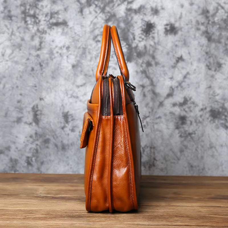 Top Layer Cowhide Leather Briefcase