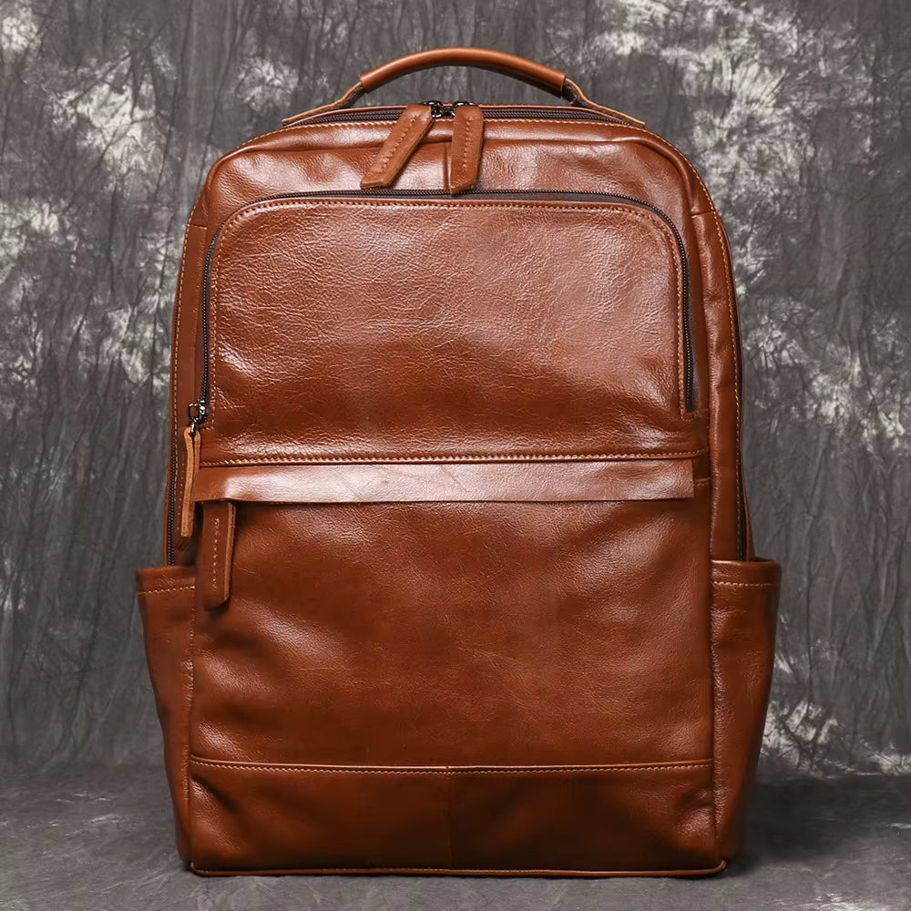 Full-Grain Leather Travel Laptop Backpack
