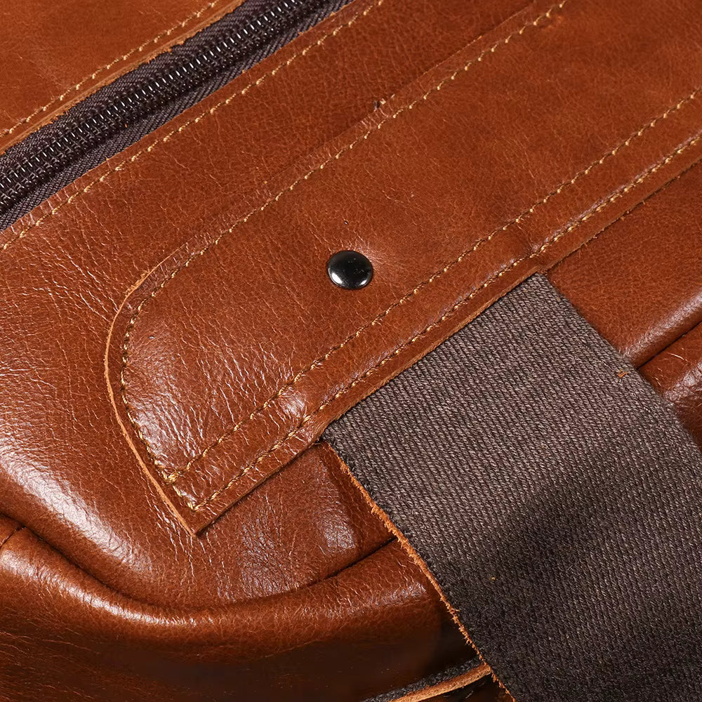 Full-Grain Leather Travel Laptop Backpack