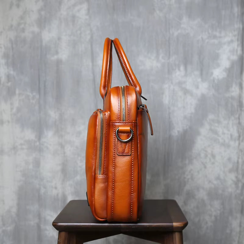 Executive Classic Cowhide Leather Laptop Briefcase