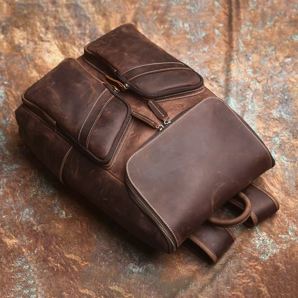 Vintage Leather Laptop Backpack