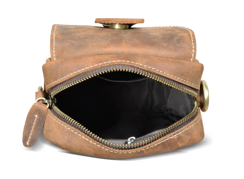 Vintage Cowhide Leather Crossbody Bag