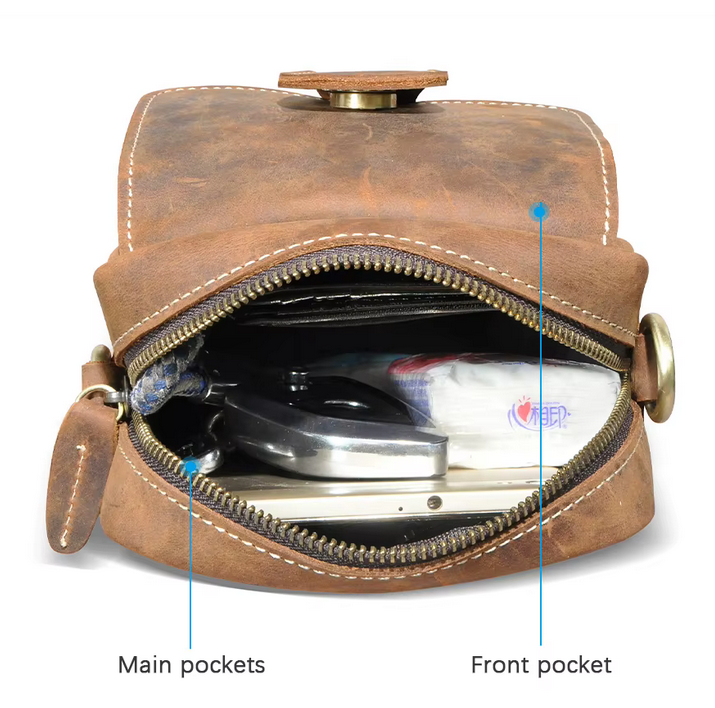 Vintage Cowhide Leather Crossbody Bag