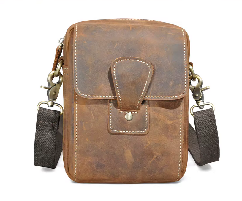 Vintage Cowhide Leather Crossbody Bag