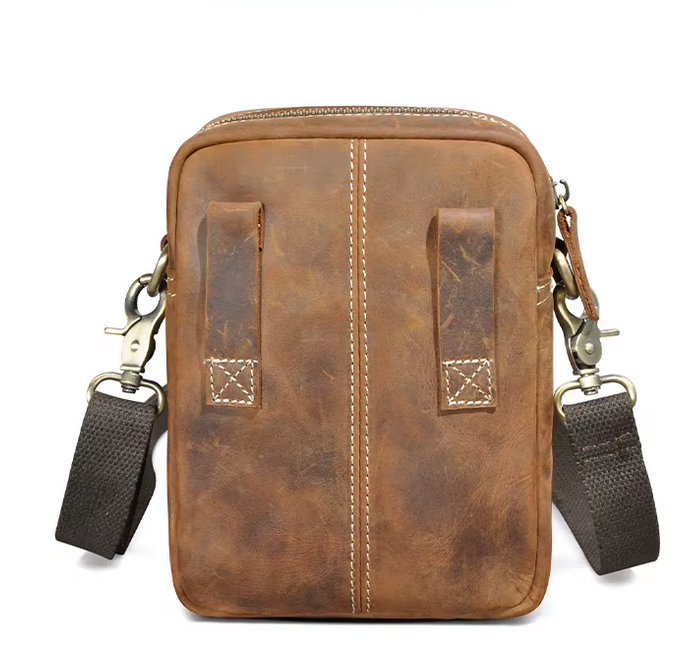 Vintage Cowhide Leather Crossbody Bag