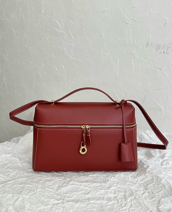 Structured Leather Top-Handle Crossbody Bag