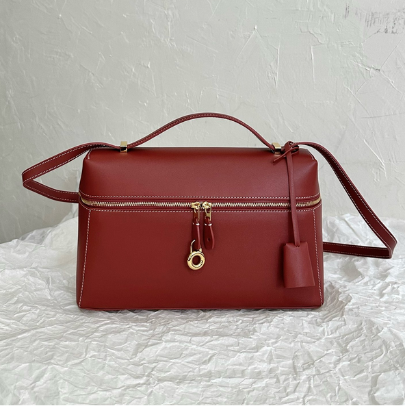 Structured Leather Top-Handle Crossbody Bag