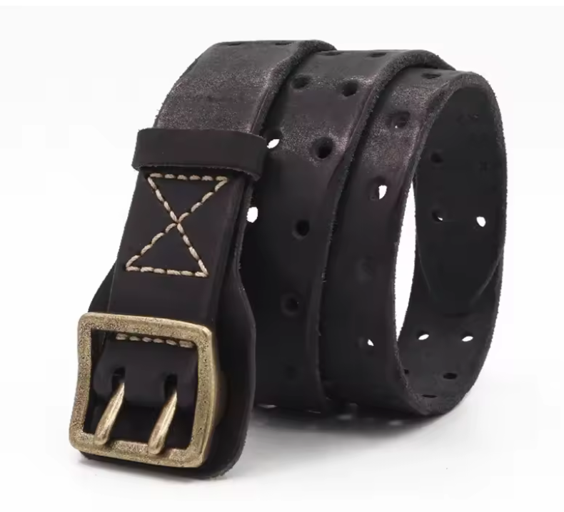 Vintage Double-Prong Full-Grain Leather Belt