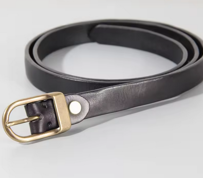 Classic Brass Buckle Leather Belt
