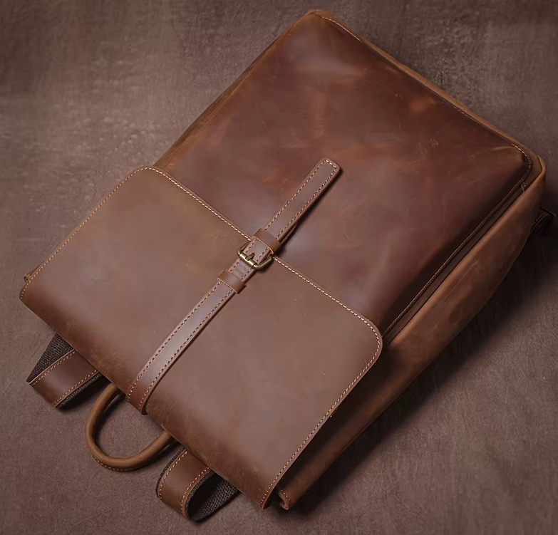 Classic Full-Grain Leather Laptop Backpack