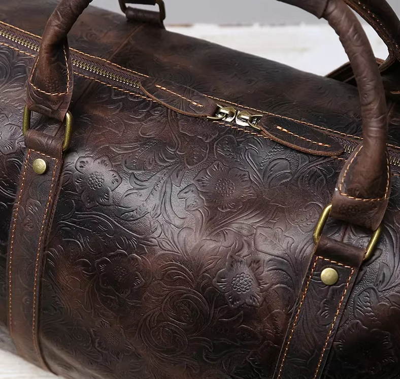 The Marlowe Embossed Leather Duffel Bag