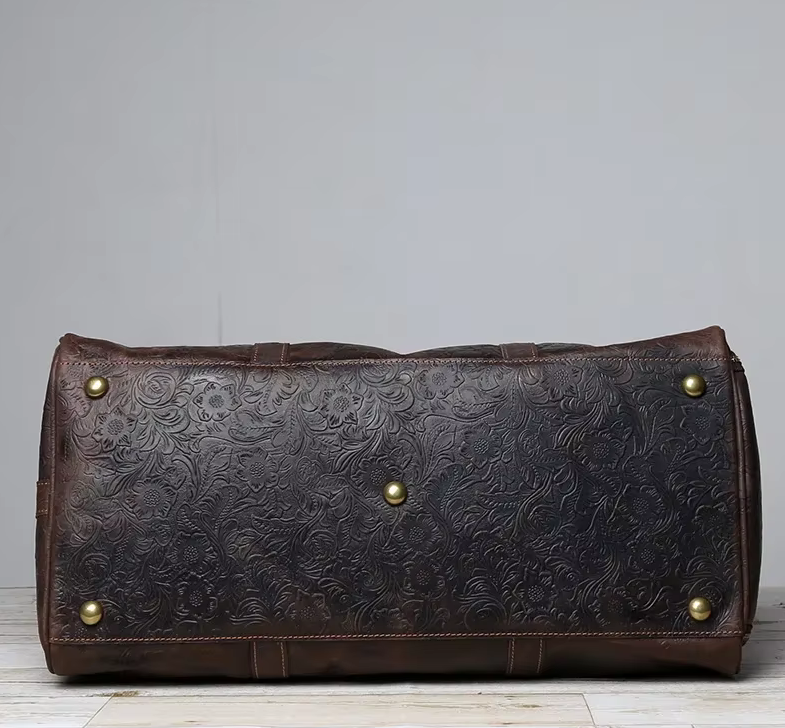 The Marlowe Embossed Leather Duffel Bag