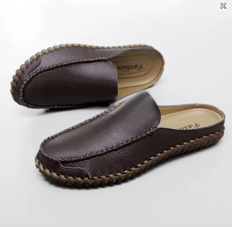 Handwoven Edge Genuine Leather Mule