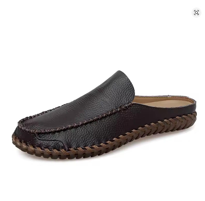 Handwoven Edge Genuine Leather Mule