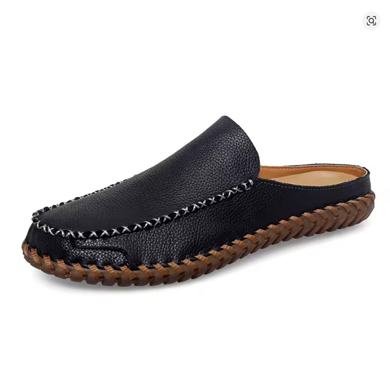 Handwoven Edge Genuine Leather Mule