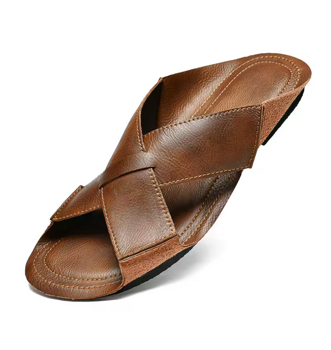 Cross Strap Genuine Leather Sandals