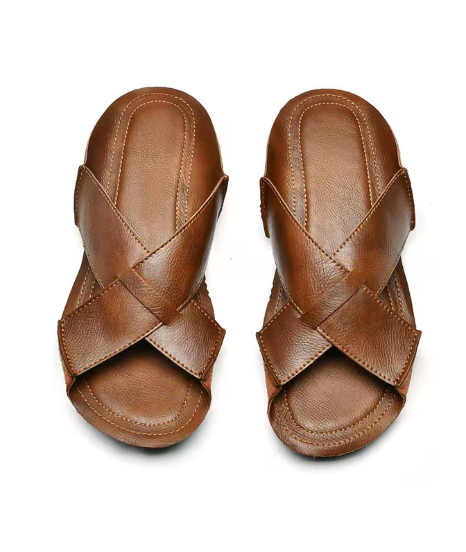 Cross Strap Genuine Leather Sandals