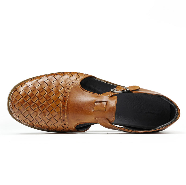 Woven Leather Strap Shoes