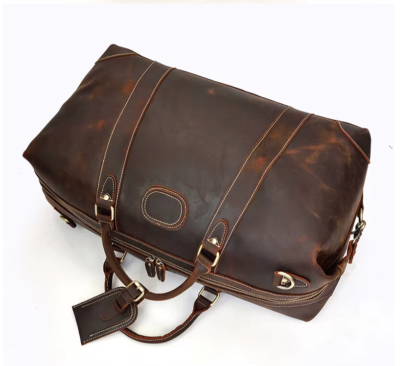Vintage Cowhide Leather Travel Duffle