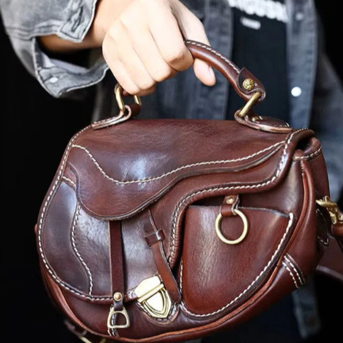 Handmade Cowhide Leather Saddle Bag