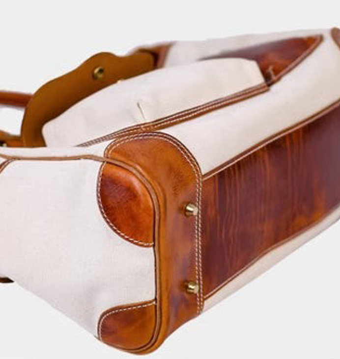 Handmade Full-Grain Leather & Canvas Travel Bag