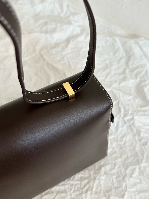 Structured Leather Top-Handle Crossbody Bag