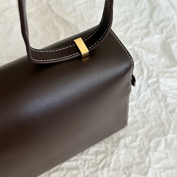 Structured Leather Top-Handle Crossbody Bag