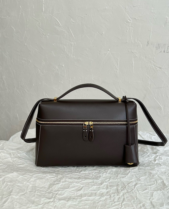 Structured Leather Top-Handle Crossbody Bag