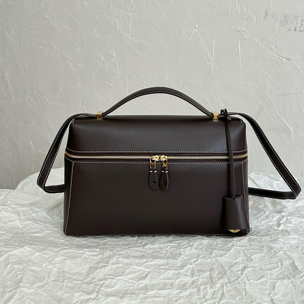 Structured Leather Top-Handle Crossbody Bag