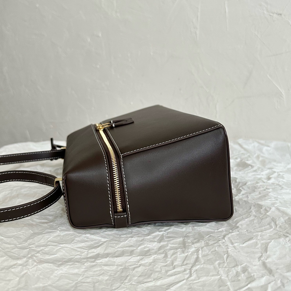 Structured Leather Top-Handle Crossbody Bag