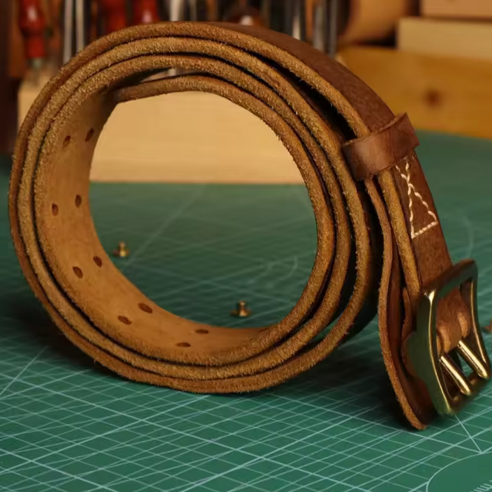 Vintage Double-Prong Full-Grain Leather Belt