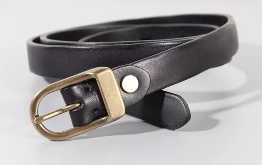 Classic Brass Buckle Leather Belt