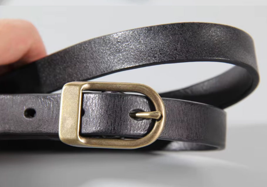 Classic Brass Buckle Leather Belt