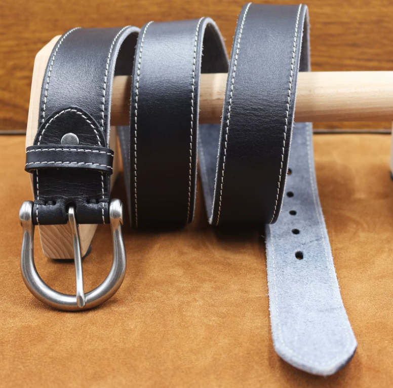 Vintage Curved Buckle Leather Belt