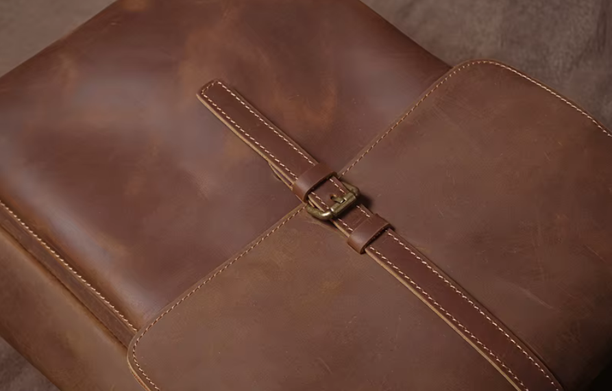 Classic Full-Grain Leather Laptop Backpack