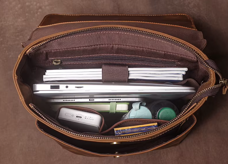 Classic Full-Grain Leather Laptop Backpack