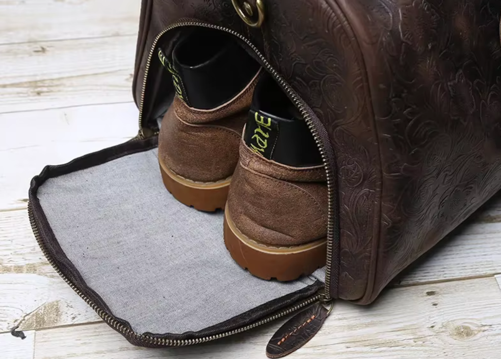 The Marlowe Embossed Leather Duffel Bag