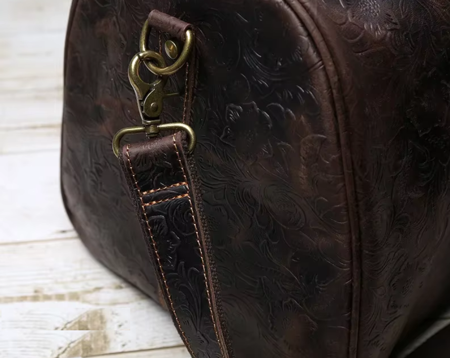 The Marlowe Embossed Leather Duffel Bag