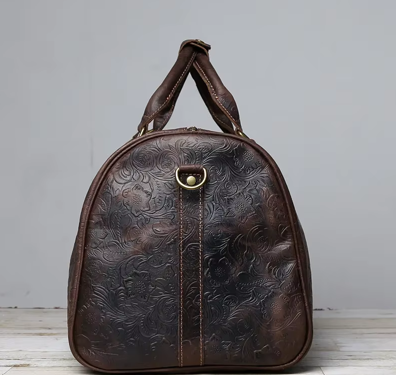 The Marlowe Embossed Leather Duffel Bag