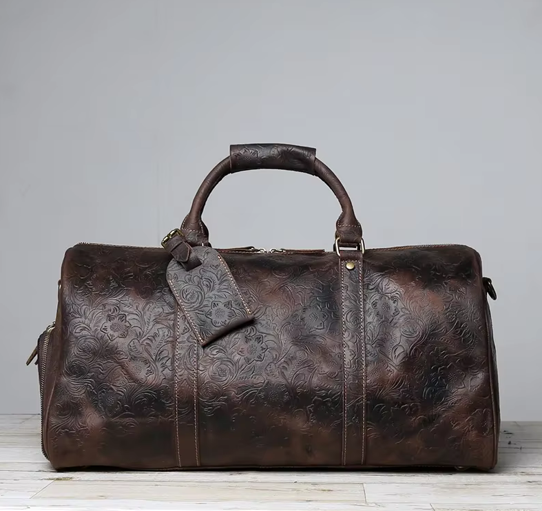 The Marlowe Embossed Leather Duffel Bag