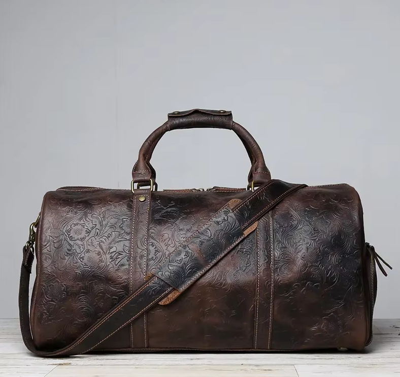 The Marlowe Embossed Leather Duffel Bag