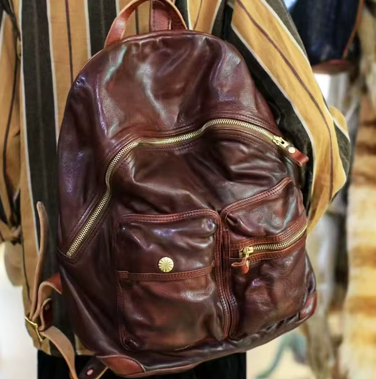 Vintage Full-Grain Leather Handmade Backpack