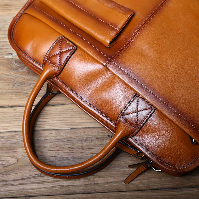 Top Layer Cowhide Leather Briefcase